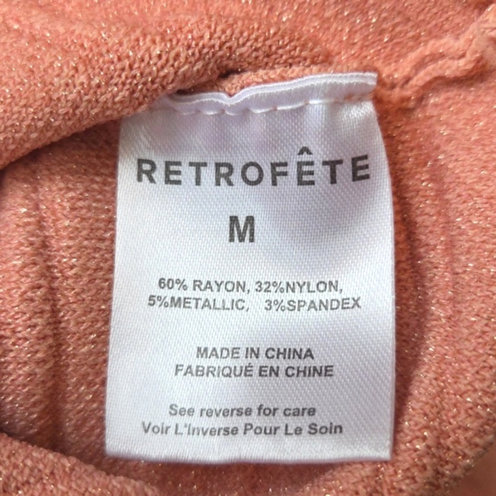 NWT$398 Retrofete Brooke Bandage Flared Mini Dress in Metallic Peach Pink Sz Med - Picture 16 of 16